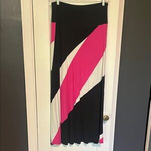 Lane Bryant Maxi Skirt in Black, Pink, and White